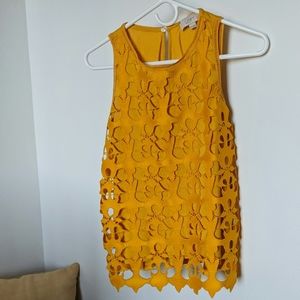 LOFT XSP mustard yellow detailed blouse